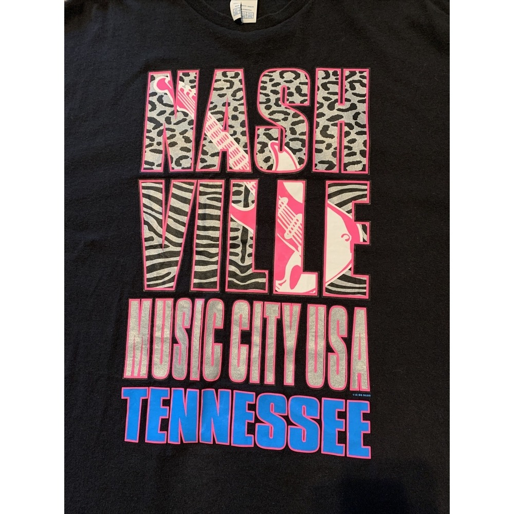 Nashville Music City USA Tennessee Black T-Shirt Mens XXL Delta Pro Weight